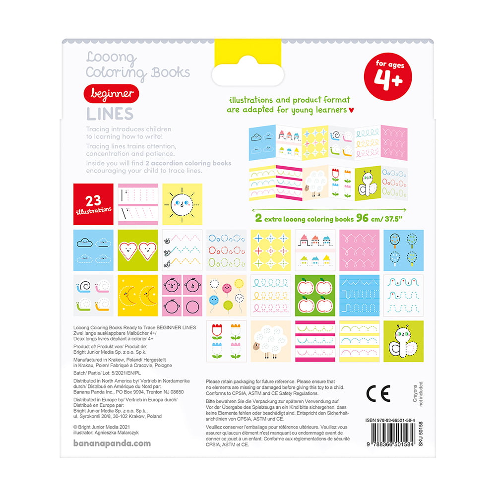 Looong Coloring Books Ready to Trace - Beginner Lines